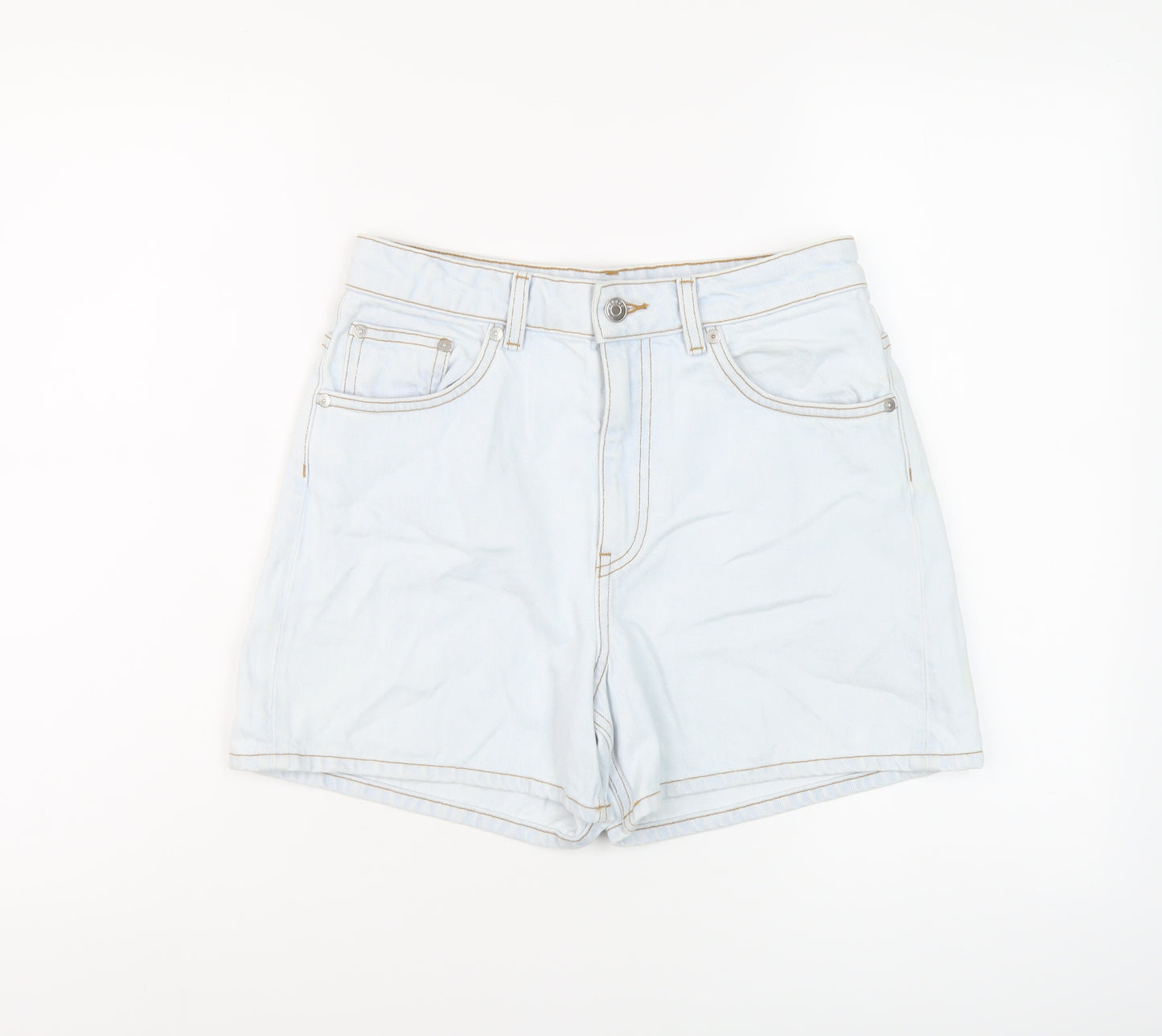 Arket Womens Blue Cotton Mom Shorts Size 28 in L5 in Regular Button