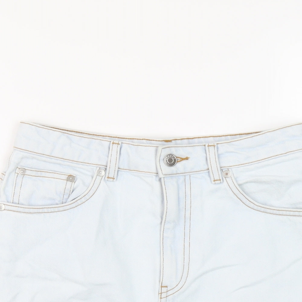 Arket Womens Blue Cotton Mom Shorts Size 28 in L5 in Regular Button