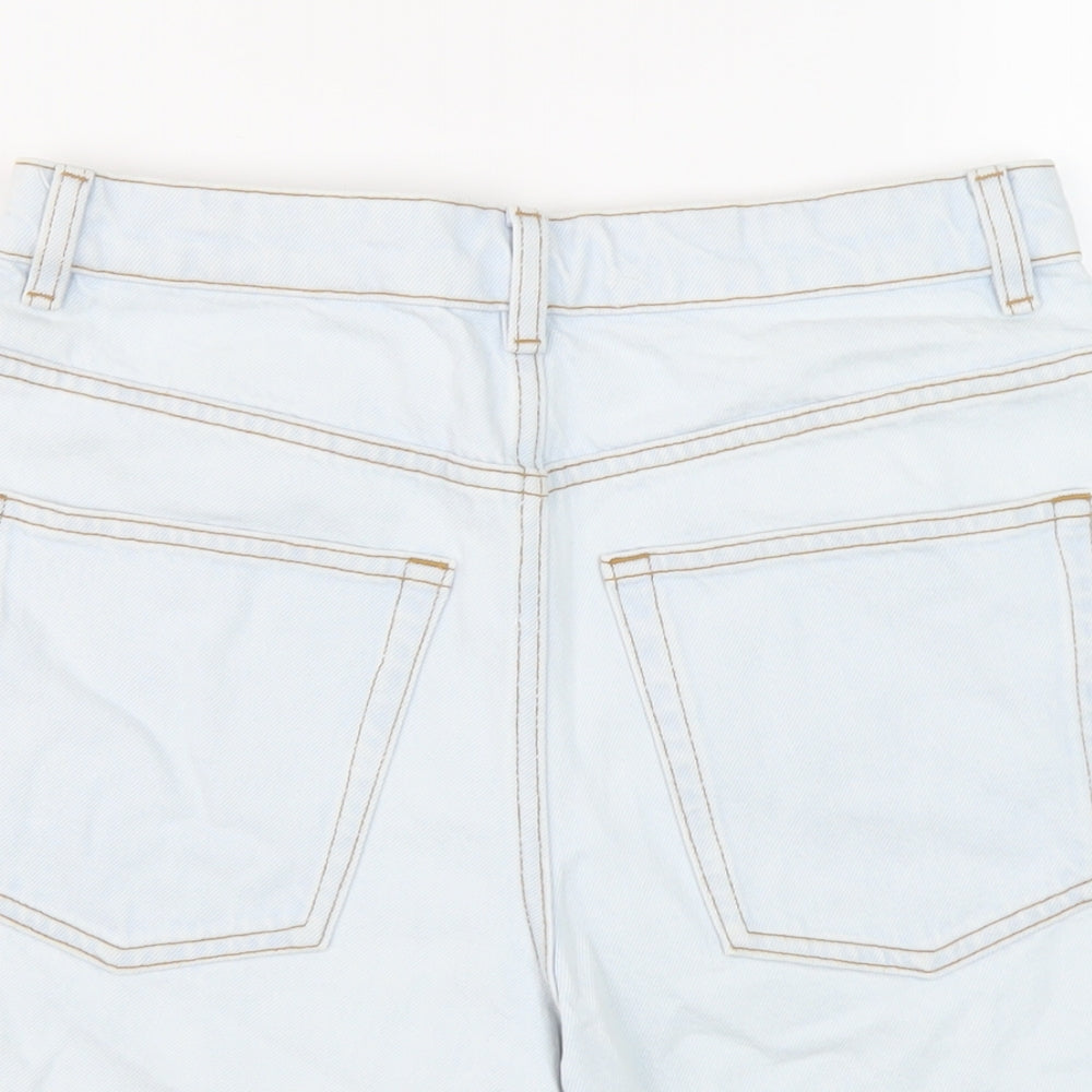 Arket Womens Blue Cotton Mom Shorts Size 28 in L5 in Regular Button
