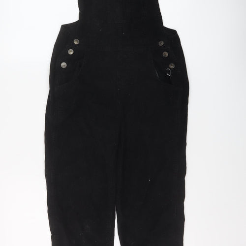 Fat Facve Womens Black Cotton Dungaree One-Piece Size 6 Buckle
