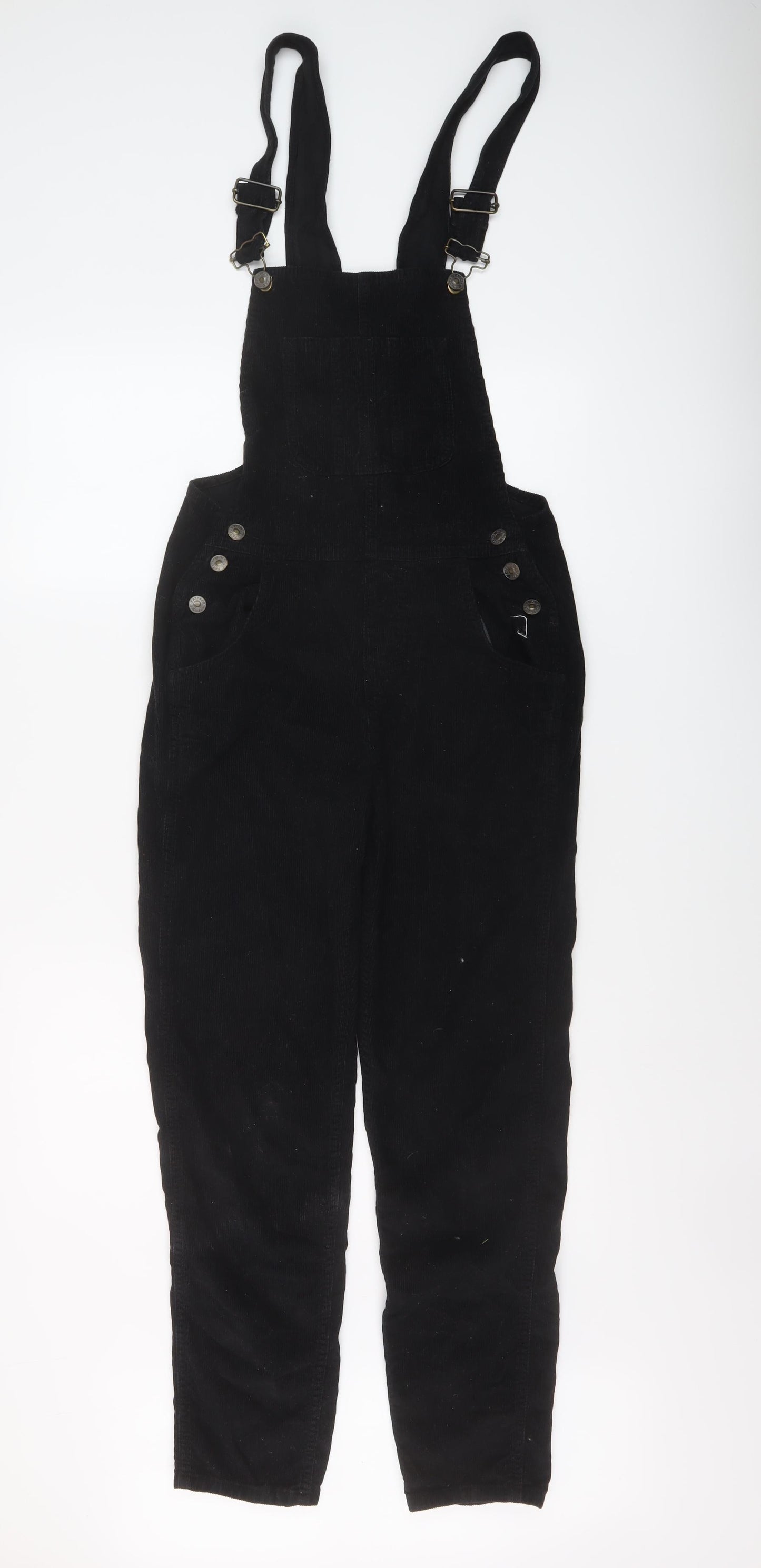 Fat Facve Womens Black Cotton Dungaree One-Piece Size 6 Buckle