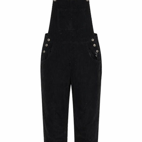 Fat Facve Womens Black Cotton Dungaree One-Piece Size 6 Buckle