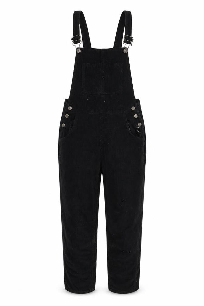 Fat Facve Womens Black Cotton Dungaree One-Piece Size 6 Buckle
