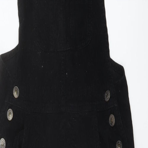 Fat Facve Womens Black Cotton Dungaree One-Piece Size 6 Buckle