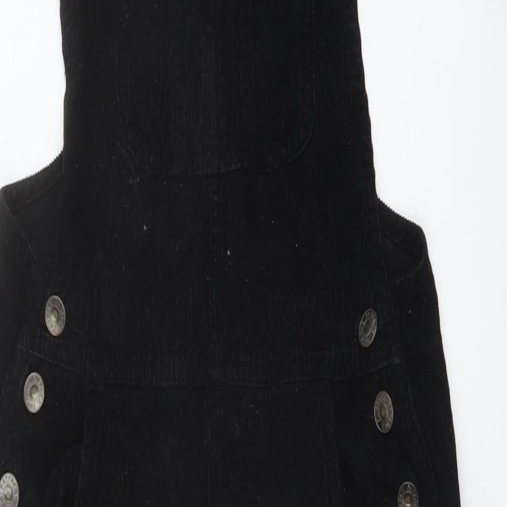 Fat Facve Womens Black Cotton Dungaree One-Piece Size 6 Buckle