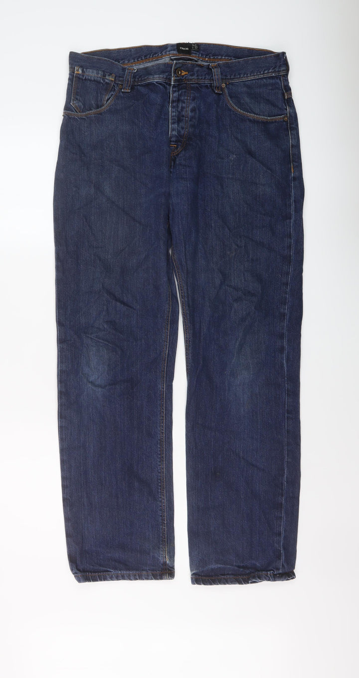 ASOS Mens Blue Cotton Straight Jeans Size 31 in L30 in Regular Button