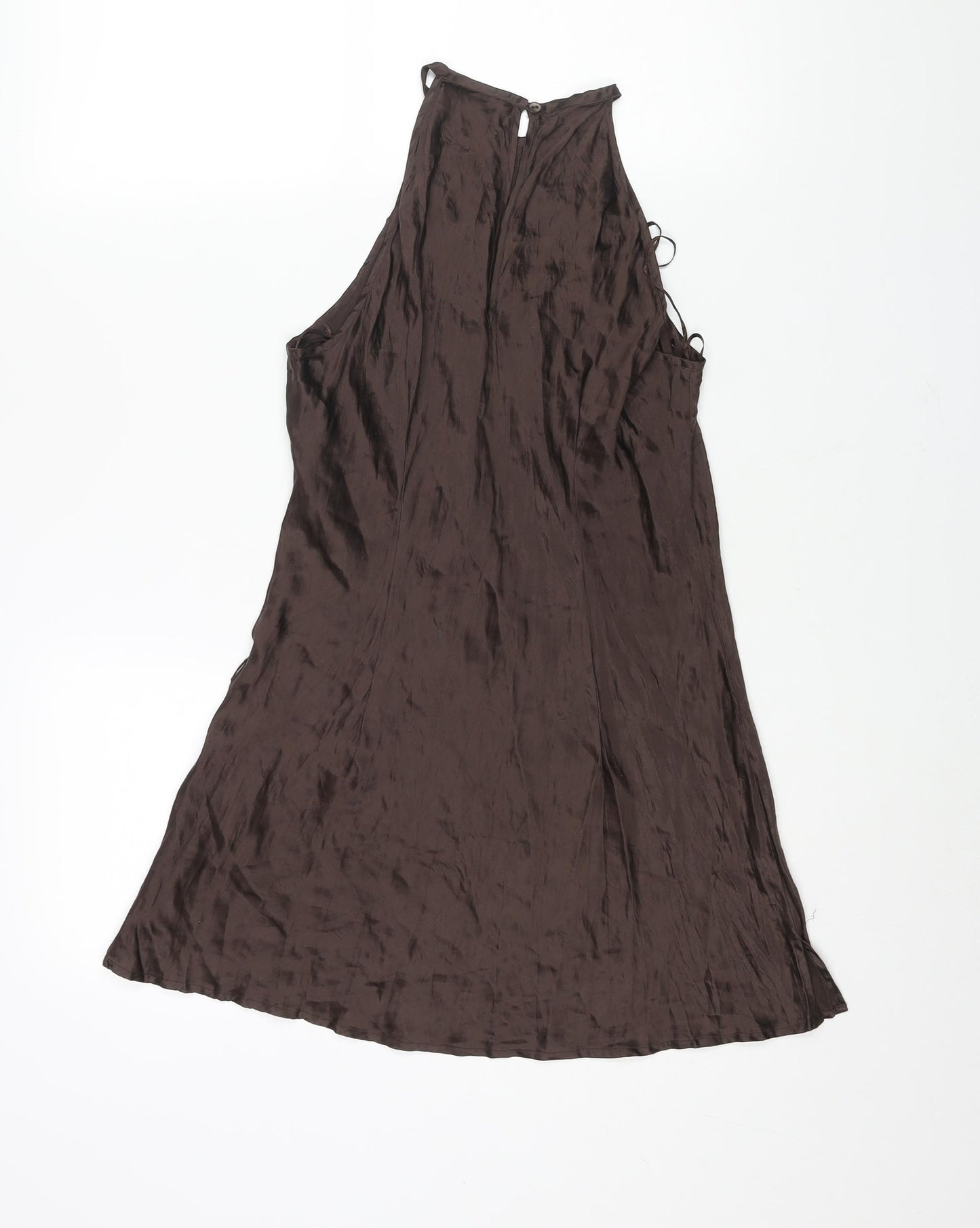 Principles Womens Brown Silk Tunic Blouse Size 10 Round Neck - Beading Detail