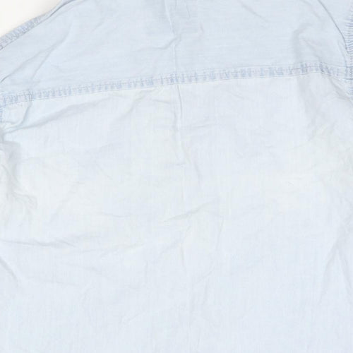 Denim & Co. Womens Blue Cotton Basic Button-Up Size 8 Collared
