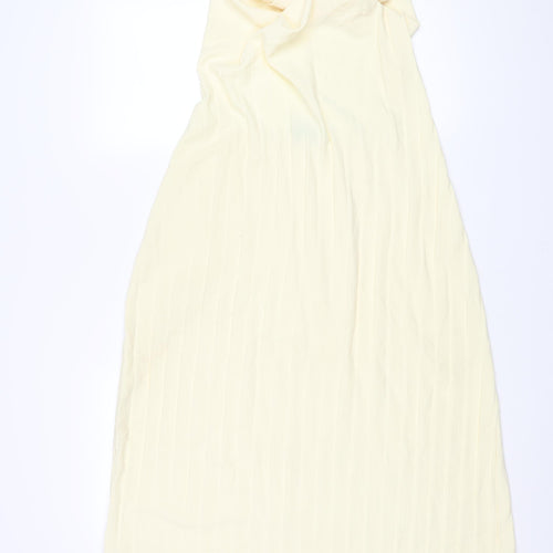 Zara Womens Yellow Polyester Maxi Size S Halter Pullover - Pleated Backless