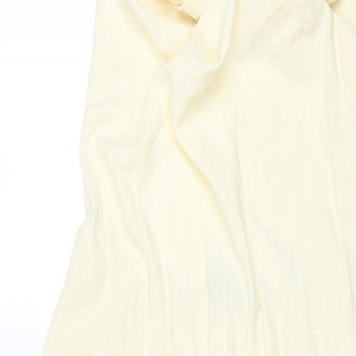 Zara Womens Yellow Polyester Maxi Size S Halter Pullover - Pleated Backless