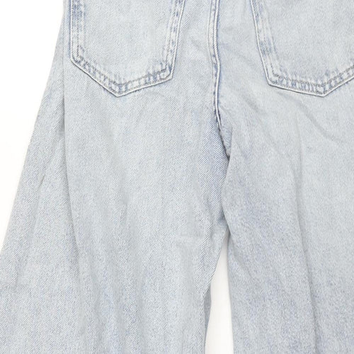 Marks and Spencer Womens Blue Cotton Flared Jeans Size 8 L30 in Regular Zip - Super Flare