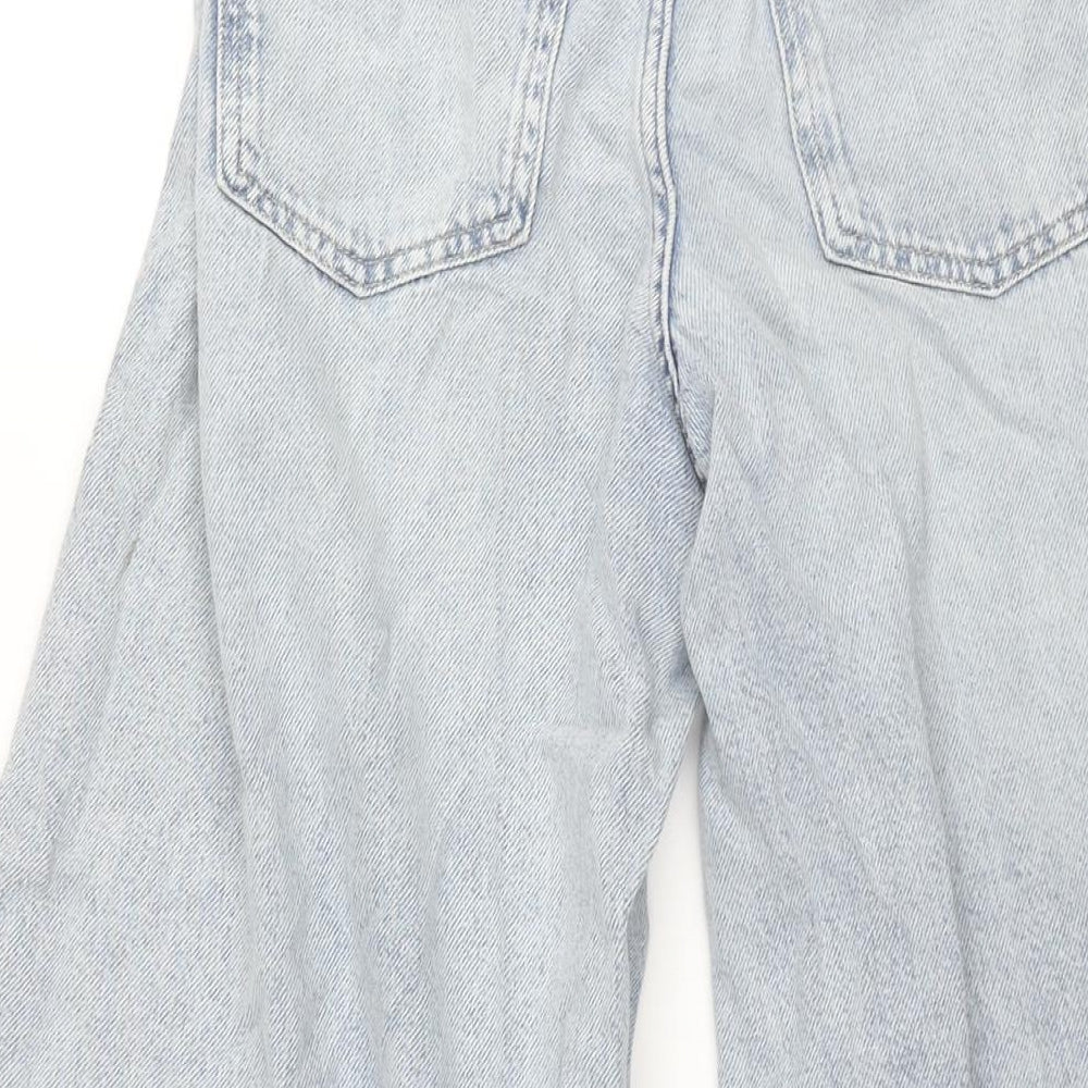 Marks and Spencer Womens Blue Cotton Flared Jeans Size 8 L30 in Regular Zip - Super Flare