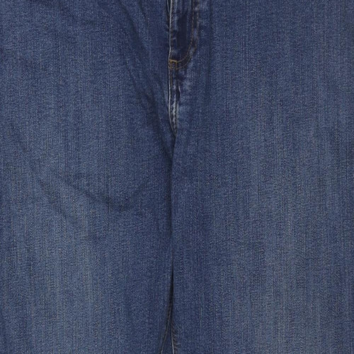 Marks and Spencer Mens Blue Cotton Straight Jeans Size 34 in L31 in Regular Zip