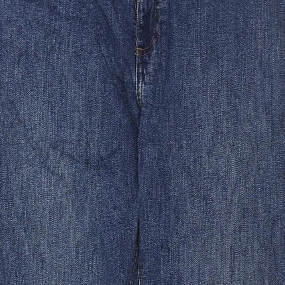 Marks and Spencer Mens Blue Cotton Straight Jeans Size 34 in L31 in Regular Zip