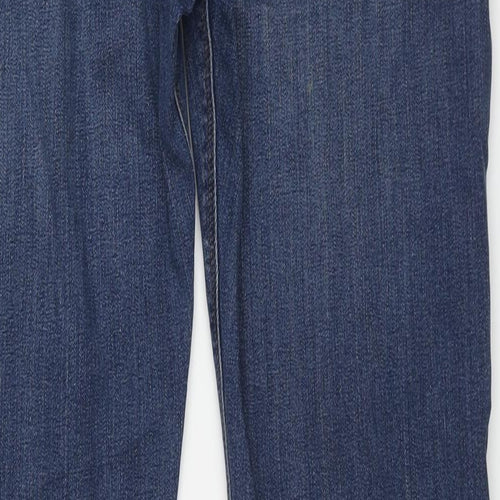 Marks and Spencer Mens Blue Cotton Straight Jeans Size 34 in L31 in Regular Zip