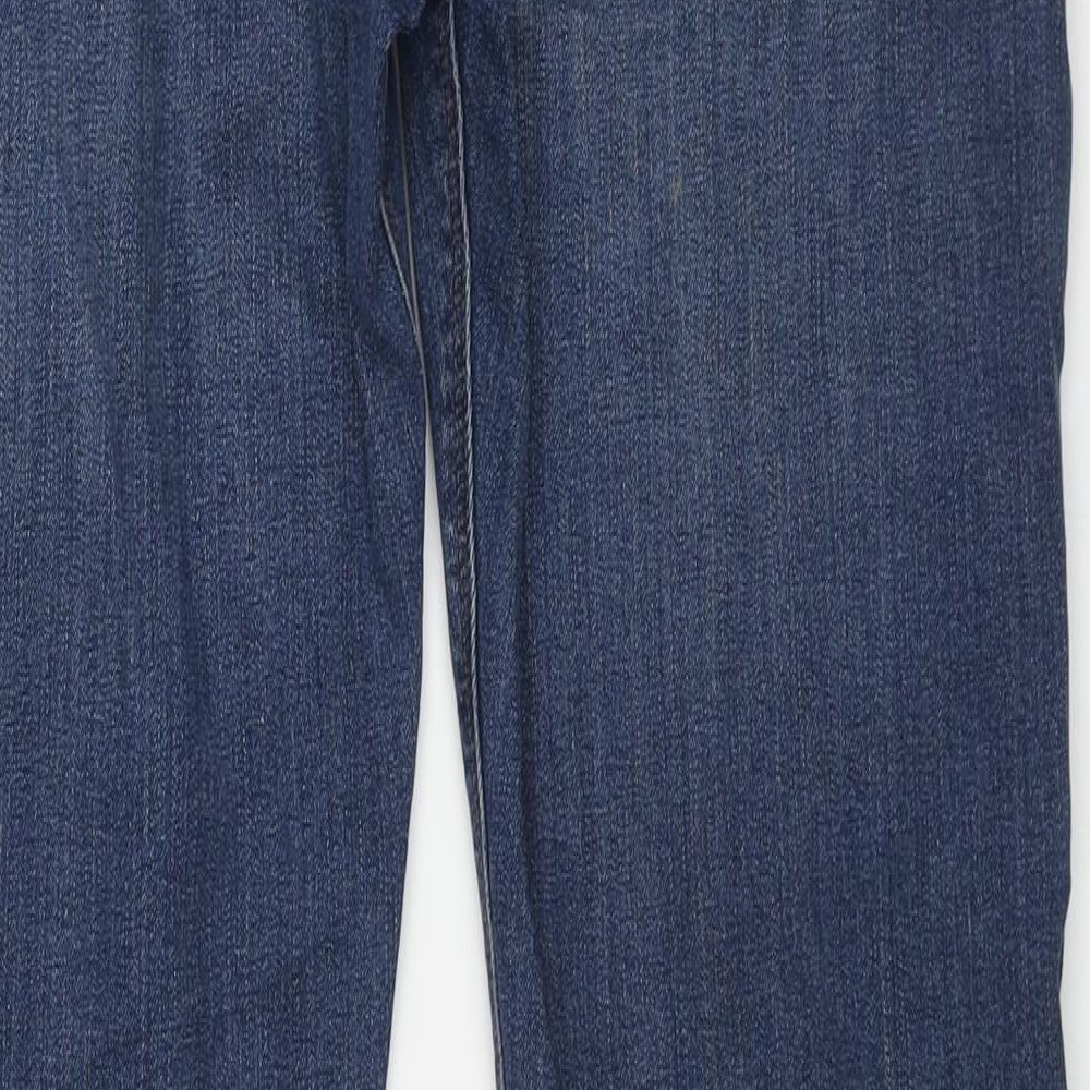 Marks and Spencer Mens Blue Cotton Straight Jeans Size 34 in L31 in Regular Zip