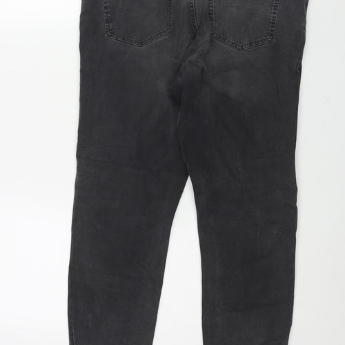 MArks and Womens Grey Cotton Tapered Jeans Size 18 L26 in Regular Zip