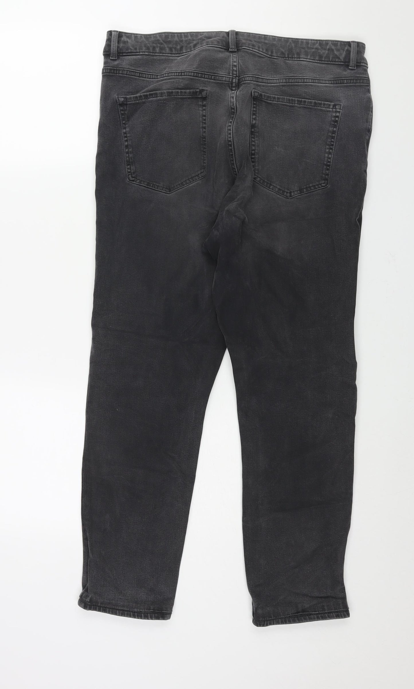 MArks and Womens Grey Cotton Tapered Jeans Size 18 L26 in Regular Zip