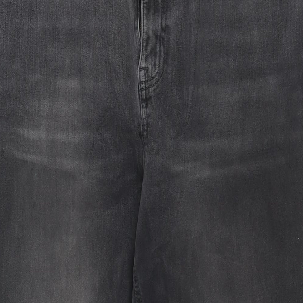 MArks and Womens Grey Cotton Tapered Jeans Size 18 L26 in Regular Zip