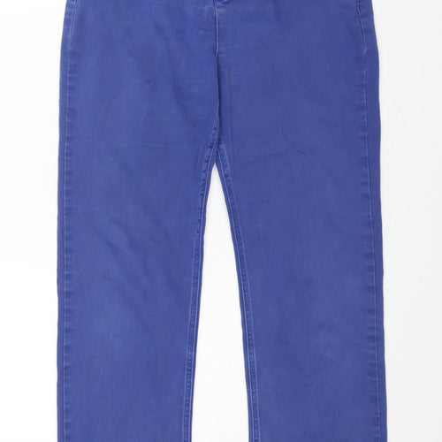 Marks and Spencer Womens Blue Cotton Straight Jeans Size 14 L28 in Regular Zip