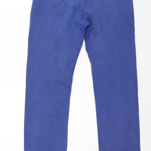 Marks and Spencer Womens Blue Cotton Straight Jeans Size 14 L28 in Regular Zip