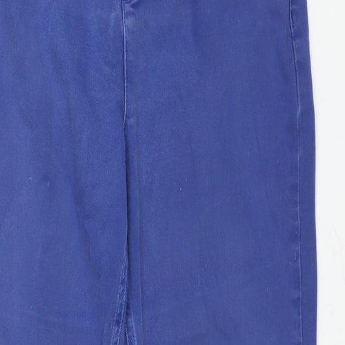 Marks and Spencer Womens Blue Cotton Straight Jeans Size 14 L28 in Regular Zip