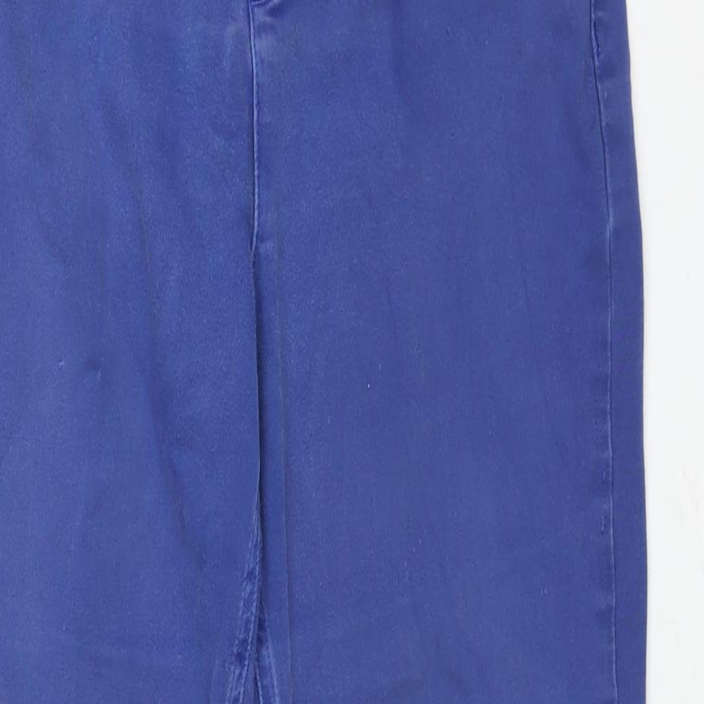 Marks and Spencer Womens Blue Cotton Straight Jeans Size 14 L28 in Regular Zip