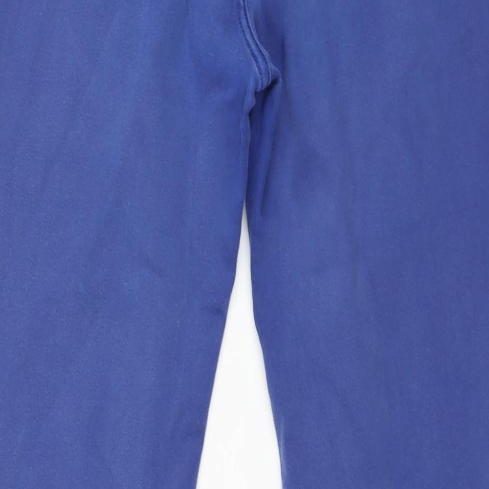 Marks and Spencer Womens Blue Cotton Straight Jeans Size 14 L28 in Regular Zip
