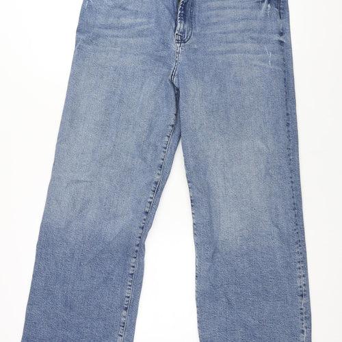 George Womens Blue Cotton Wide-Leg Jeans Size 14 L27 in Regular Zip
