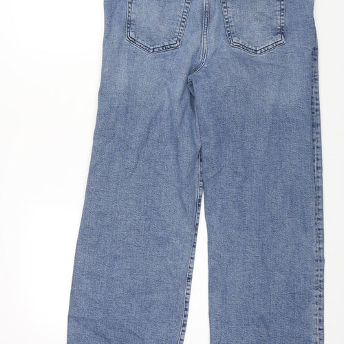 George Womens Blue Cotton Wide-Leg Jeans Size 14 L27 in Regular Zip