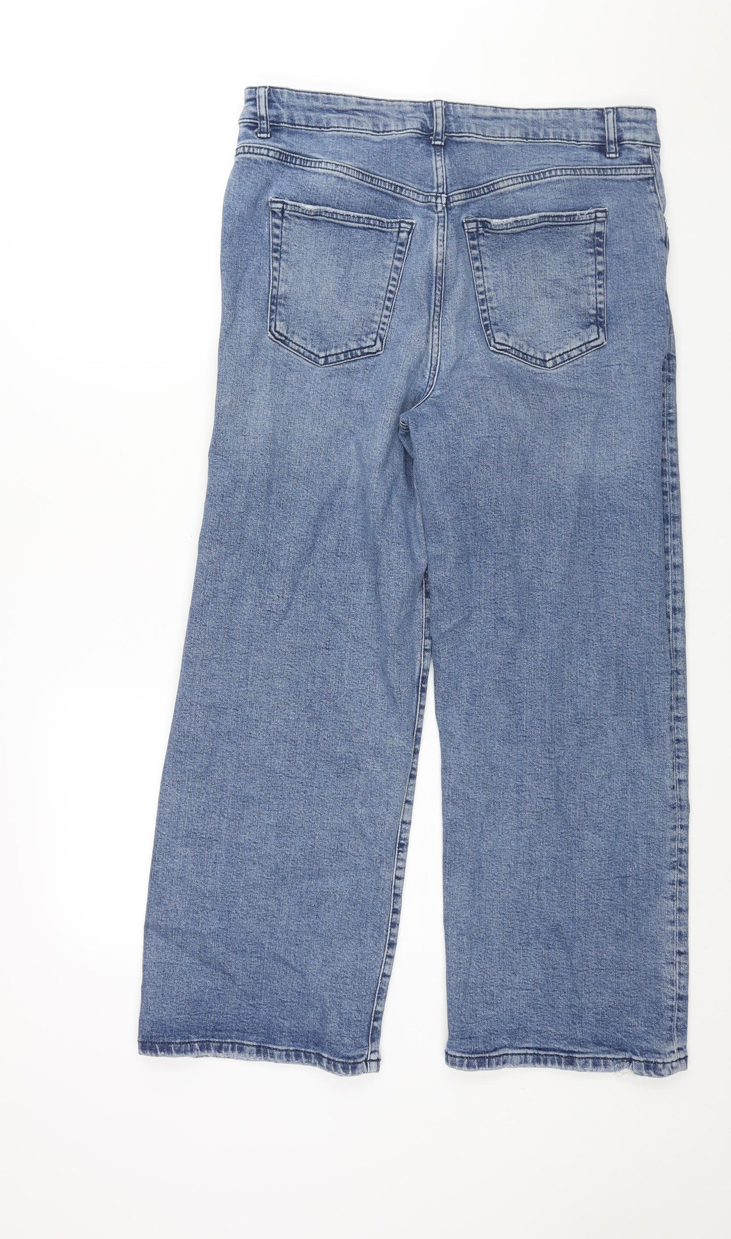 George Womens Blue Cotton Wide-Leg Jeans Size 14 L27 in Regular Zip