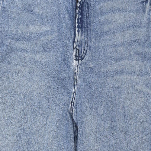 George Womens Blue Cotton Wide-Leg Jeans Size 14 L27 in Regular Zip