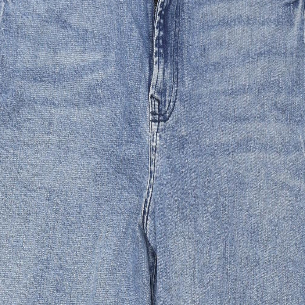 George Womens Blue Cotton Wide-Leg Jeans Size 14 L27 in Regular Zip