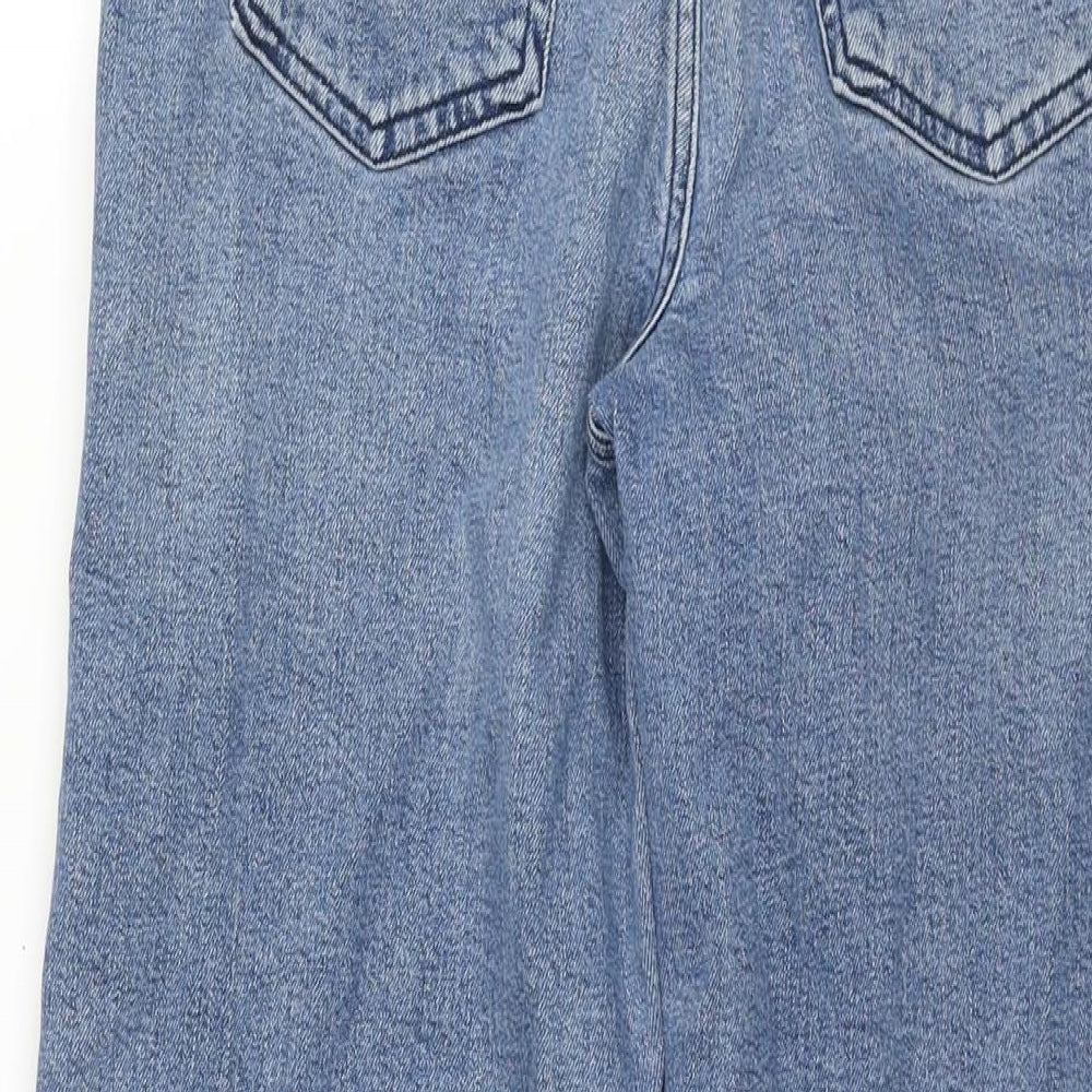 George Womens Blue Cotton Wide-Leg Jeans Size 14 L27 in Regular Zip