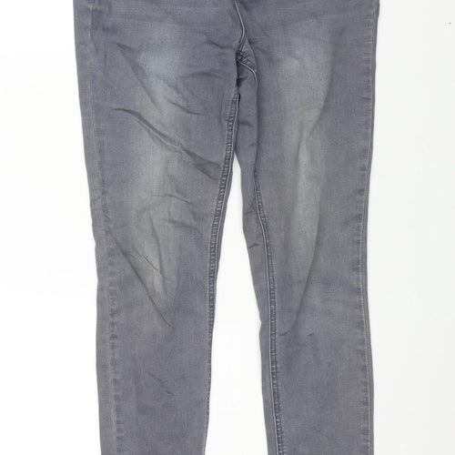 George Womens Grey Cotton Skinny Jeans Size 12 L29 in Regular Zip - Eyelet Lace Up Pocket