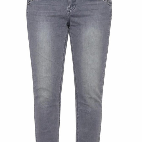 George Womens Grey Cotton Skinny Jeans Size 12 L29 in Regular Zip - Eyelet Lace Up Pocket