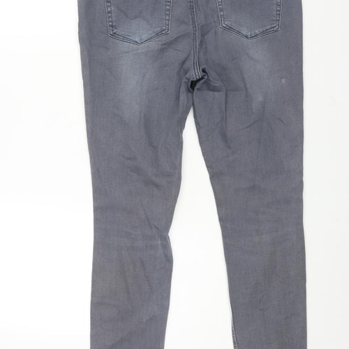 George Womens Grey Cotton Skinny Jeans Size 12 L29 in Regular Zip - Eyelet Lace Up Pocket