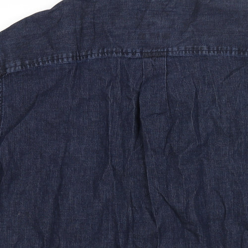 Hellada Mens Blue Cotton Button-Up Size XL Collared Button