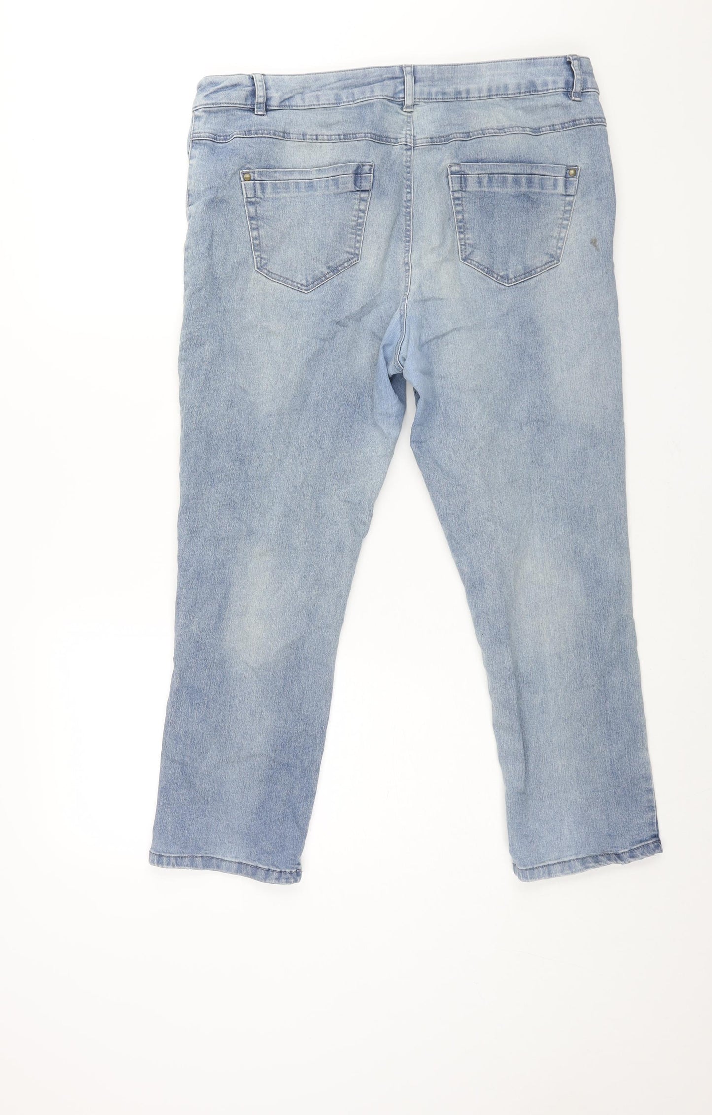 George Womens Blue Cotton Cropped Jeans Size 16 L25 in Regular Zip