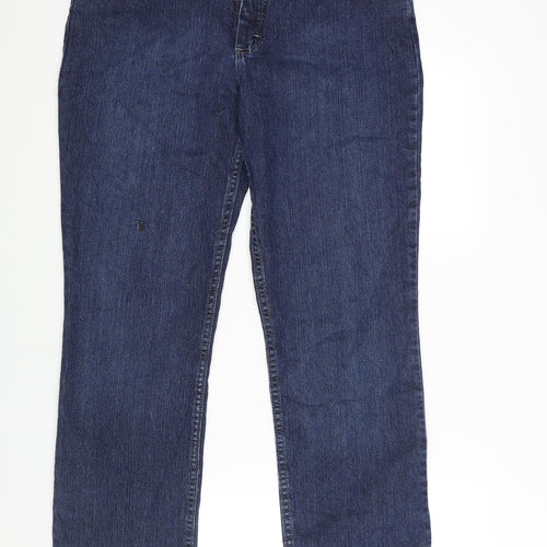Lee Womens Blue Cotton Straight Jeans Size 12 L31 in Regular Zip