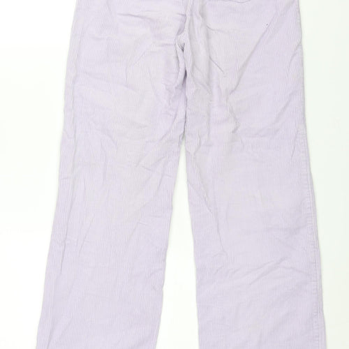 Monki Womens Purple Cotton Trousers Size 6 L30 in Regular Zip