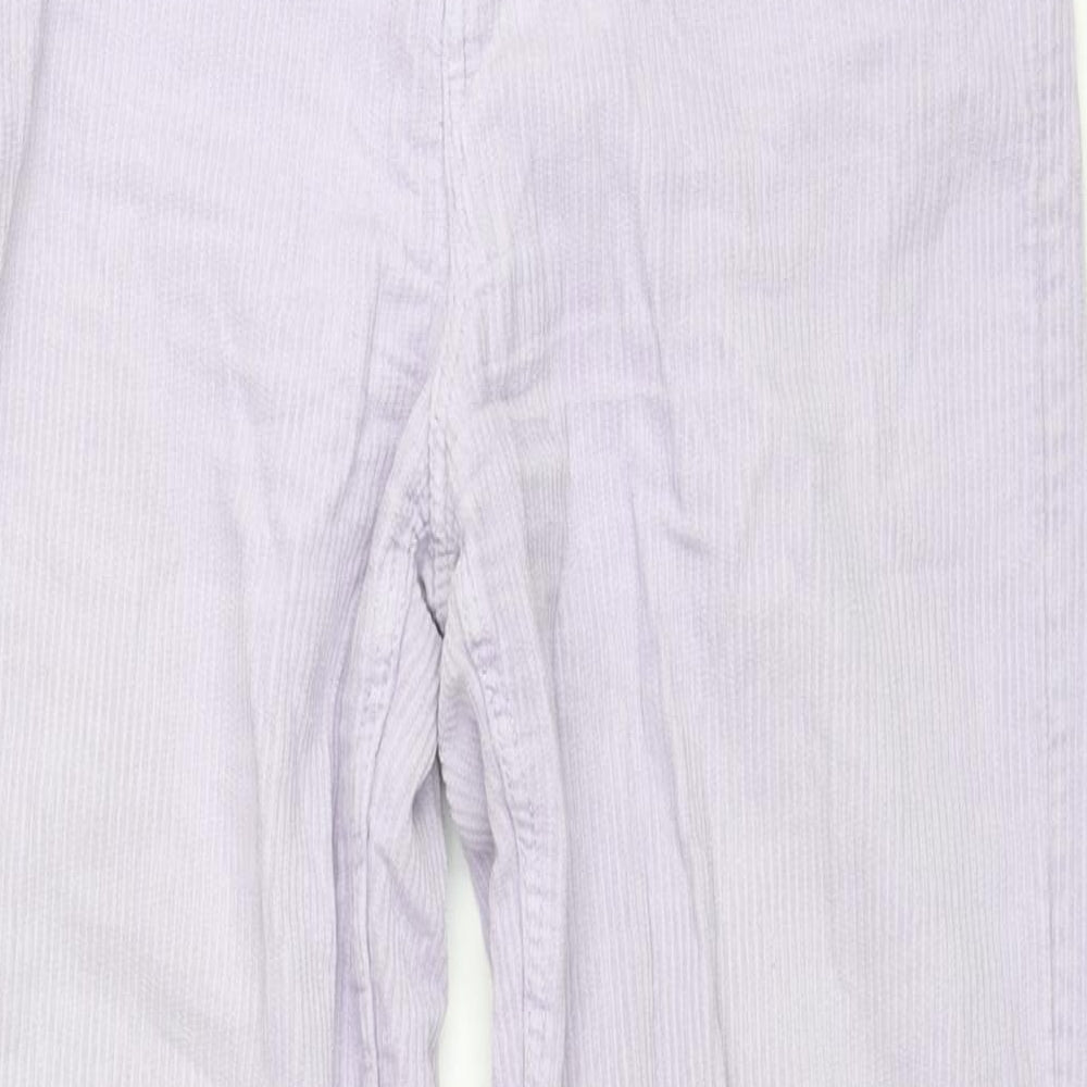 Monki Womens Purple Cotton Trousers Size 6 L30 in Regular Zip