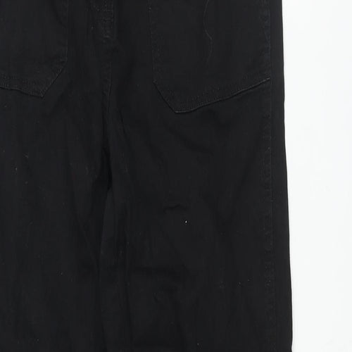 Papaya Womens Black Cotton Tapered Jeans Size 8 L25 in Regular Zip