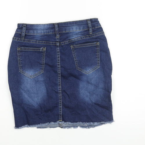 Denim Wise Womens Blue Cotton Straight & Pencil Skirt Size 8 Zip - Distressed Denim
