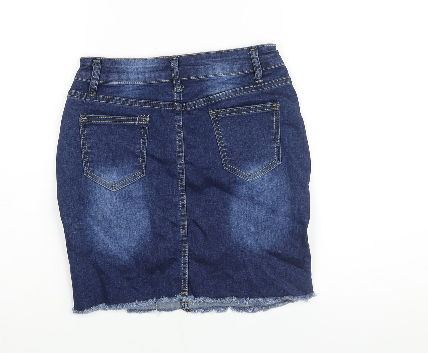 Denim Wise Womens Blue Cotton Straight & Pencil Skirt Size 8 Zip - Distressed Denim