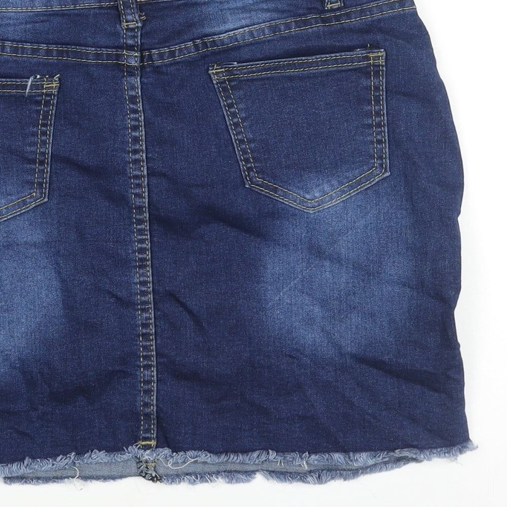 Denim Wise Womens Blue Cotton Straight & Pencil Skirt Size 8 Zip - Distressed Denim