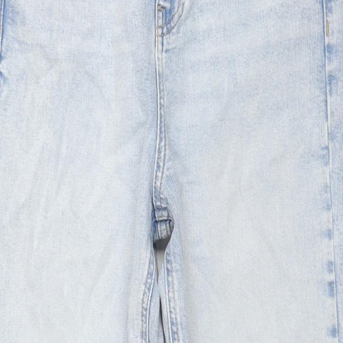 Marks and Spencer Womens Blue Cotton Mom Jeans Size 10 L28 in Regular Zip