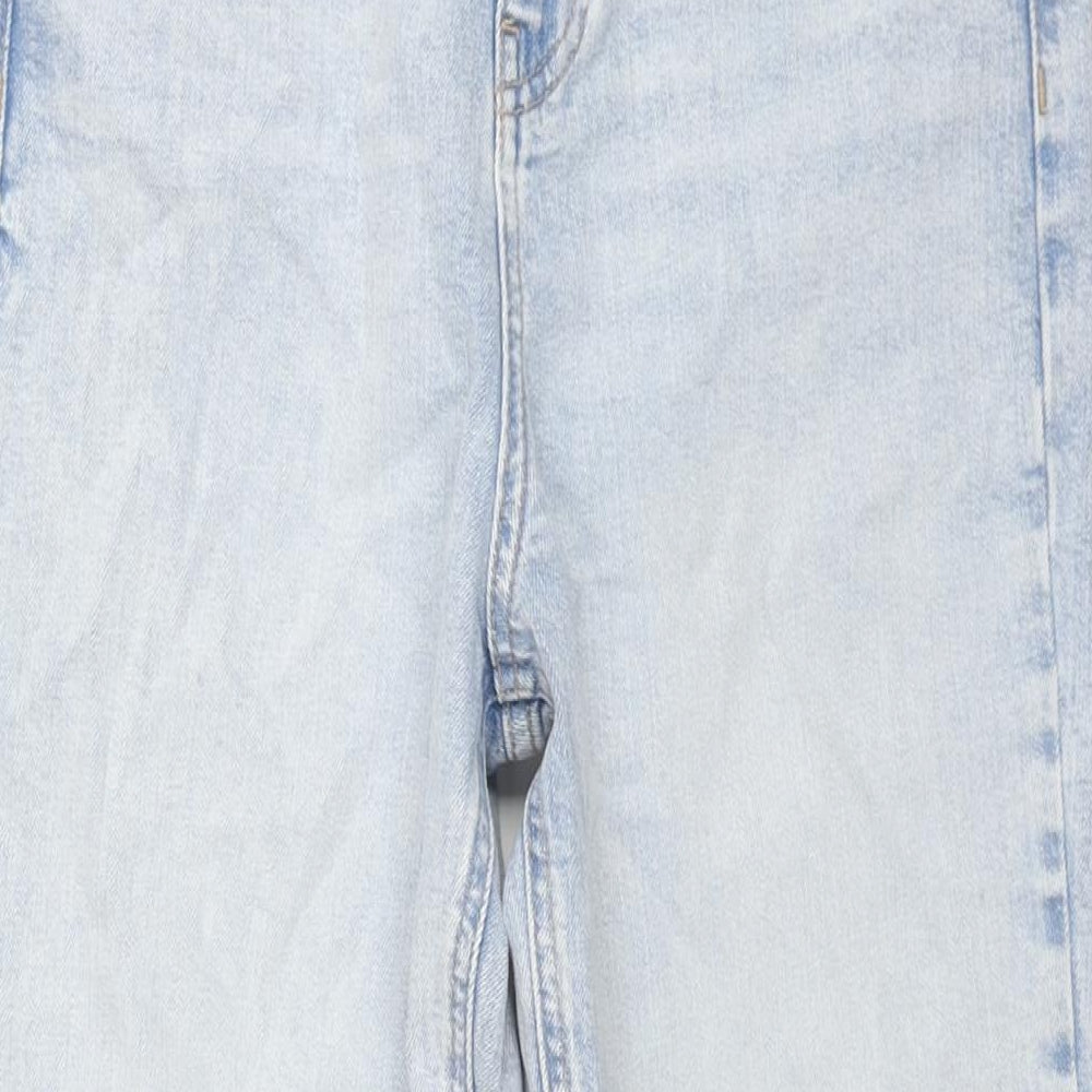 Marks and Spencer Womens Blue Cotton Mom Jeans Size 10 L28 in Regular Zip