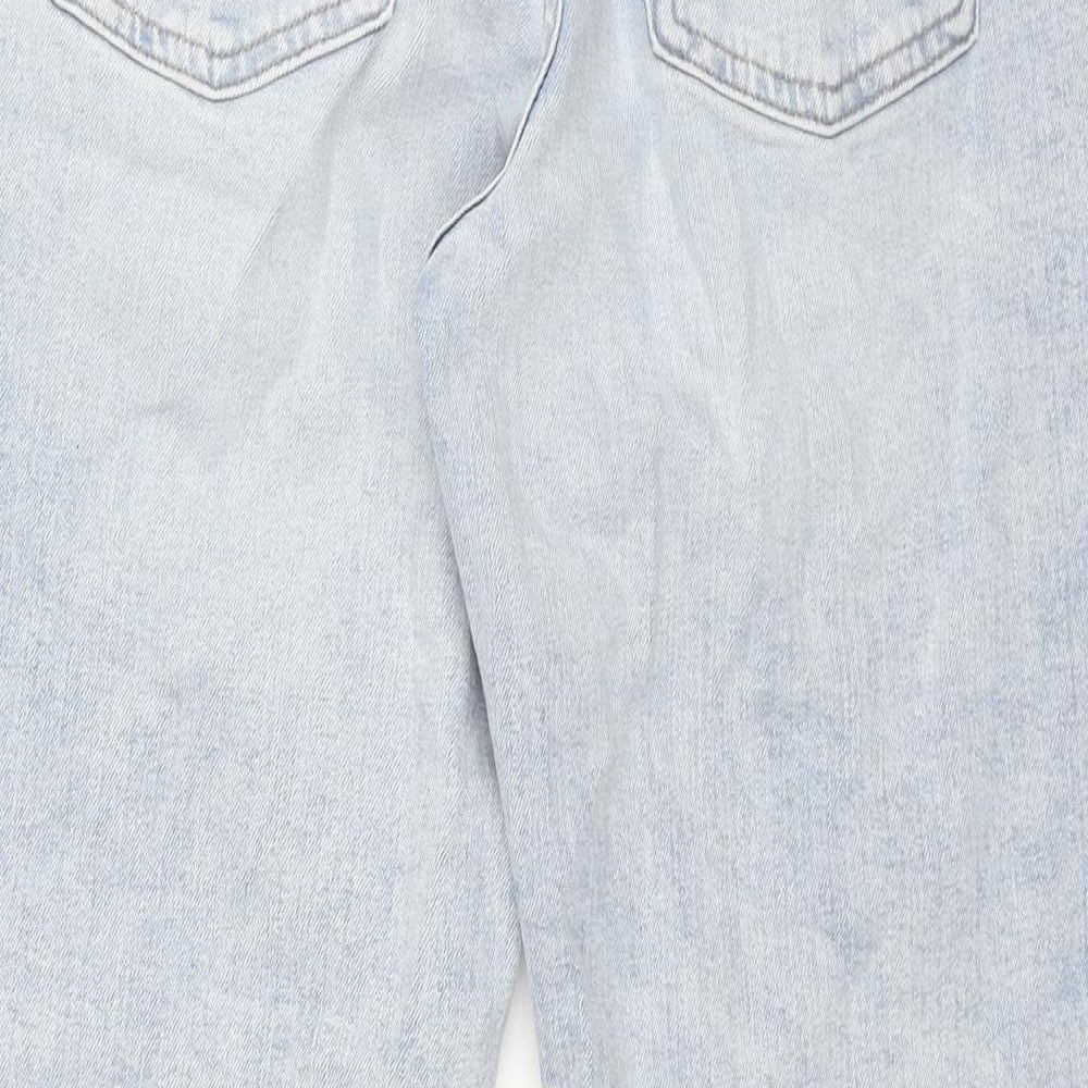 Marks and Spencer Womens Blue Cotton Mom Jeans Size 10 L28 in Regular Zip