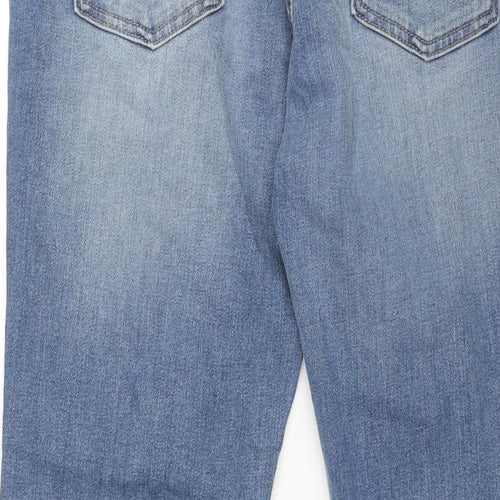 Marks and Spencer Womens Blue Cotton Straight Jeans Size 14 L28 in Regular Zip